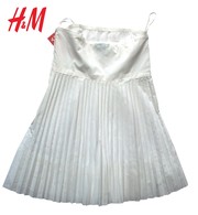 Новое женское платье H&M, полиэстер+хлопок, цвет: белый, плиссе