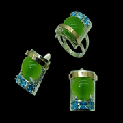 Серьги серебряные с золотыми вставками и цветными камнями ОПТОМ